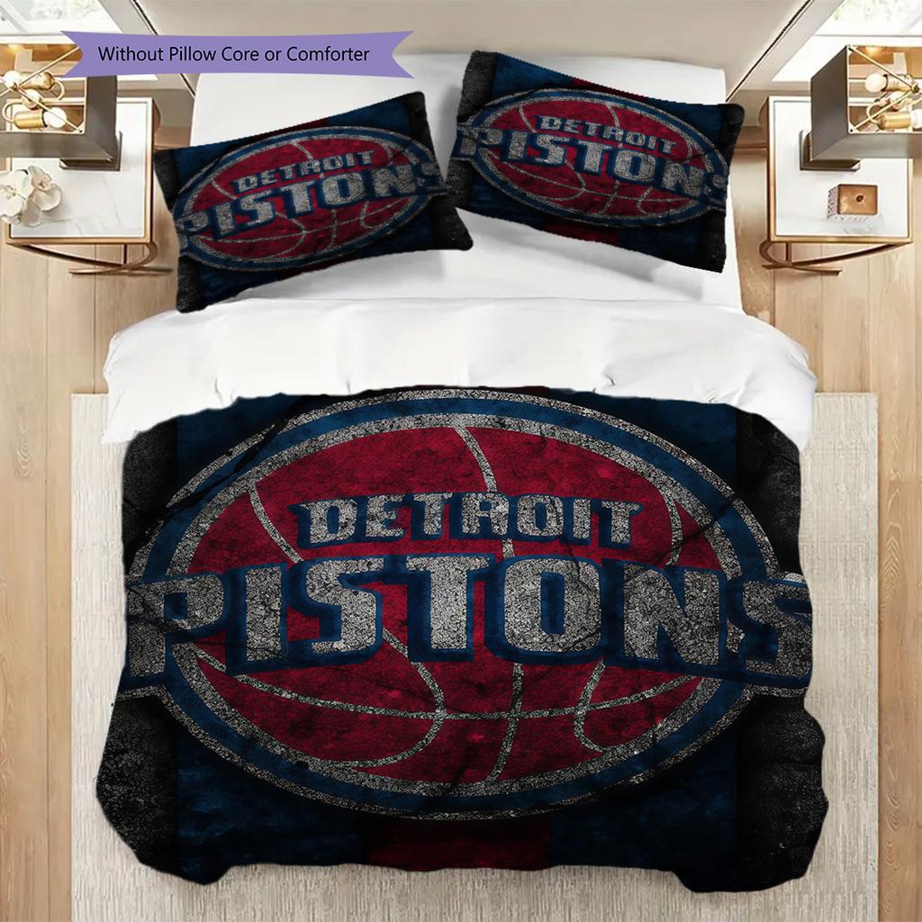 Vibrant Detroit Pistons Logo Art Three-piece set(1 * duvet cover + 2 * pillowcase, without core) Bedding set Christmas birthday gift