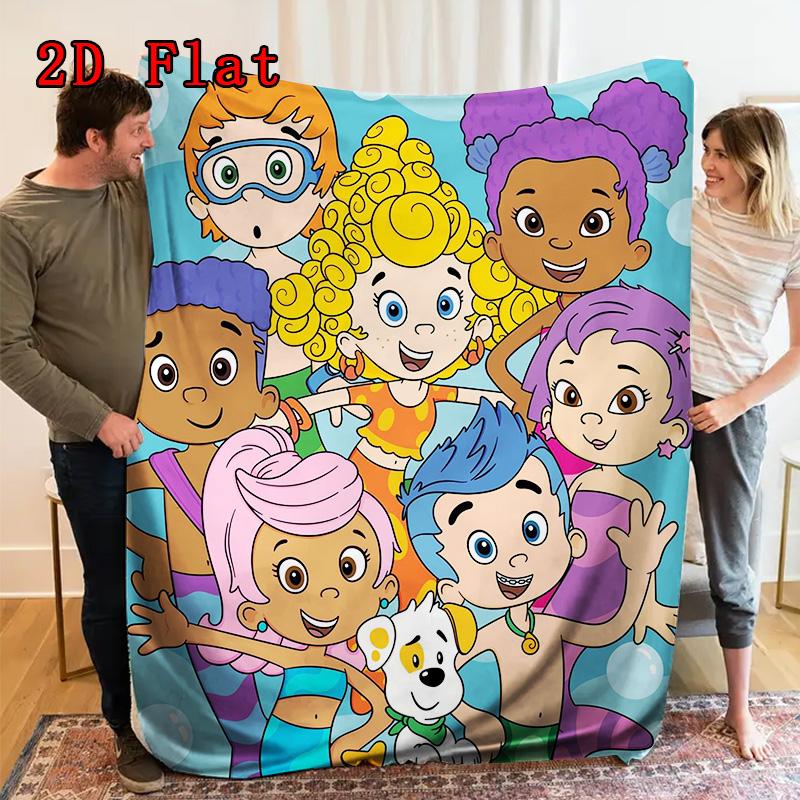 Bubble Guppies Inspired 2D Flat Pattern Flannel Blanket High quality All Seasons Warmth and Comfort Perfect for Christmas Gifts.PMT0914292