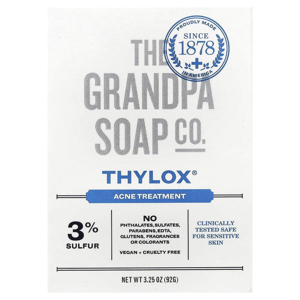 The Grandpa Soap Co. Face & Body Bar Soap, Thylox® Acne Treatment, 92G (3.25Oz)