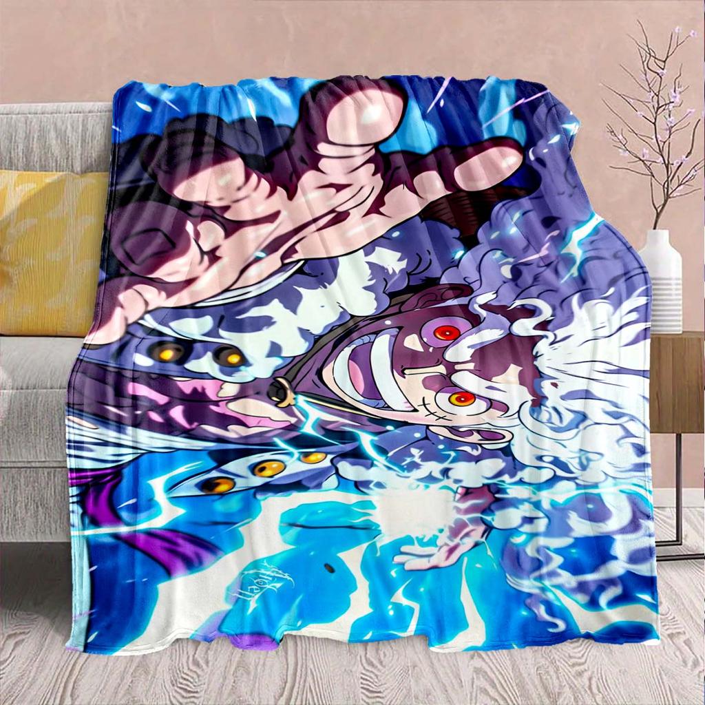 Фланелевое одеяло из аниме One Piece - Мягкое, теплое, идеально подходит для дивана, постельного белья, кемпинга, путешествий, офиса, домашнего декора -QJY
