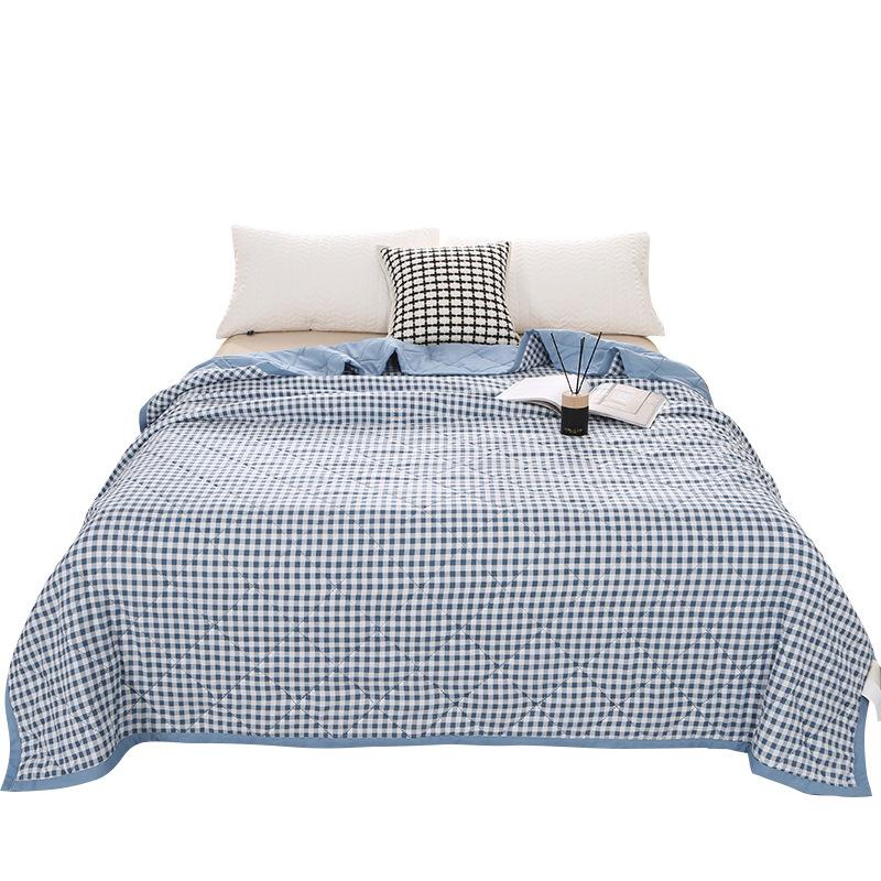 1pc Washed Cotton Summer Quilt Ultrasonic Embossing Lightweight Cool Blanket for Dormitory Office Home