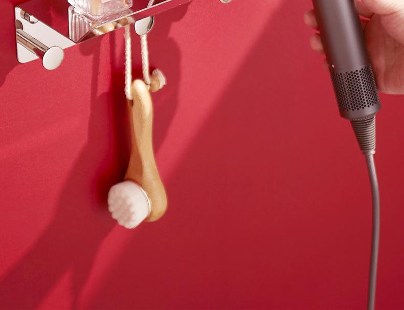 Punch-Free 304 Stainless Steel Hair Dryer Holder: Universal Wall-Mounted Rack for Hotel Bathrooms.