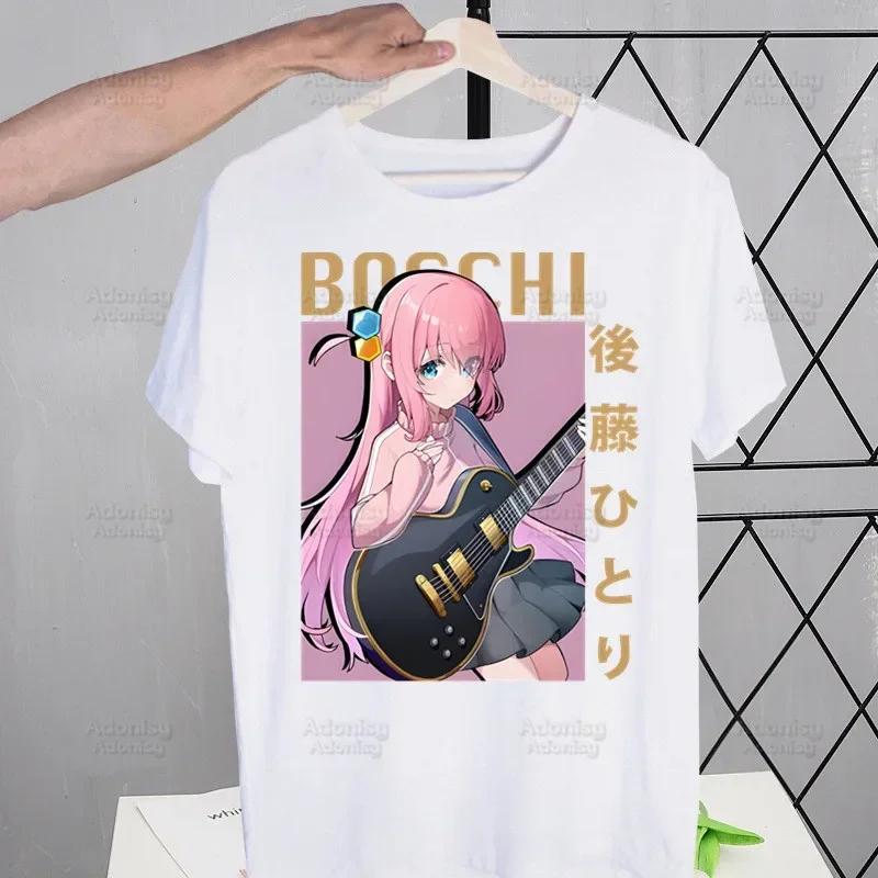 Футболки Bocchi The Rock Летние Мужские/Женские Хип-Хоп Смешной Принт Футболка Kessoku Band Футболки Hitori Gotou с Коротким Рукавом