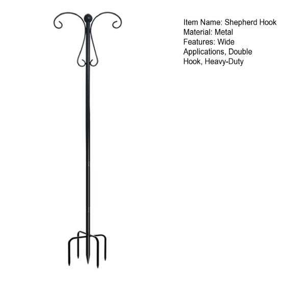 Yousheng Outdoor Крюк пастуха Двойные крюки Сверхпрочная стойка для кормушки для птиц Крюк пастуха с 5-зубчатым основанием для подвешивания растений, фонарей, колокольчиков ветра