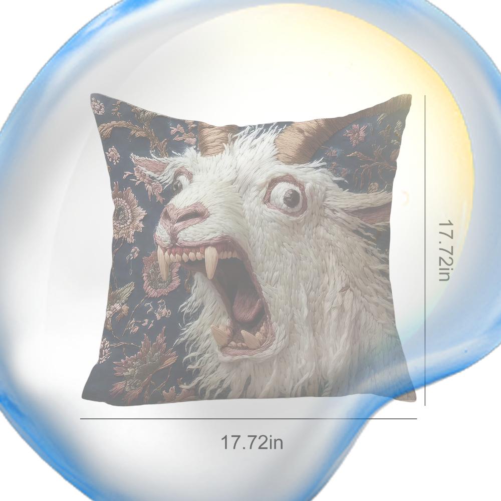 Screaming Goat Soft Pillow Case 18x18 Inch Hilarious Animal Graphic Cushion Cover for Sofa Bedroom Living Room Home Decor