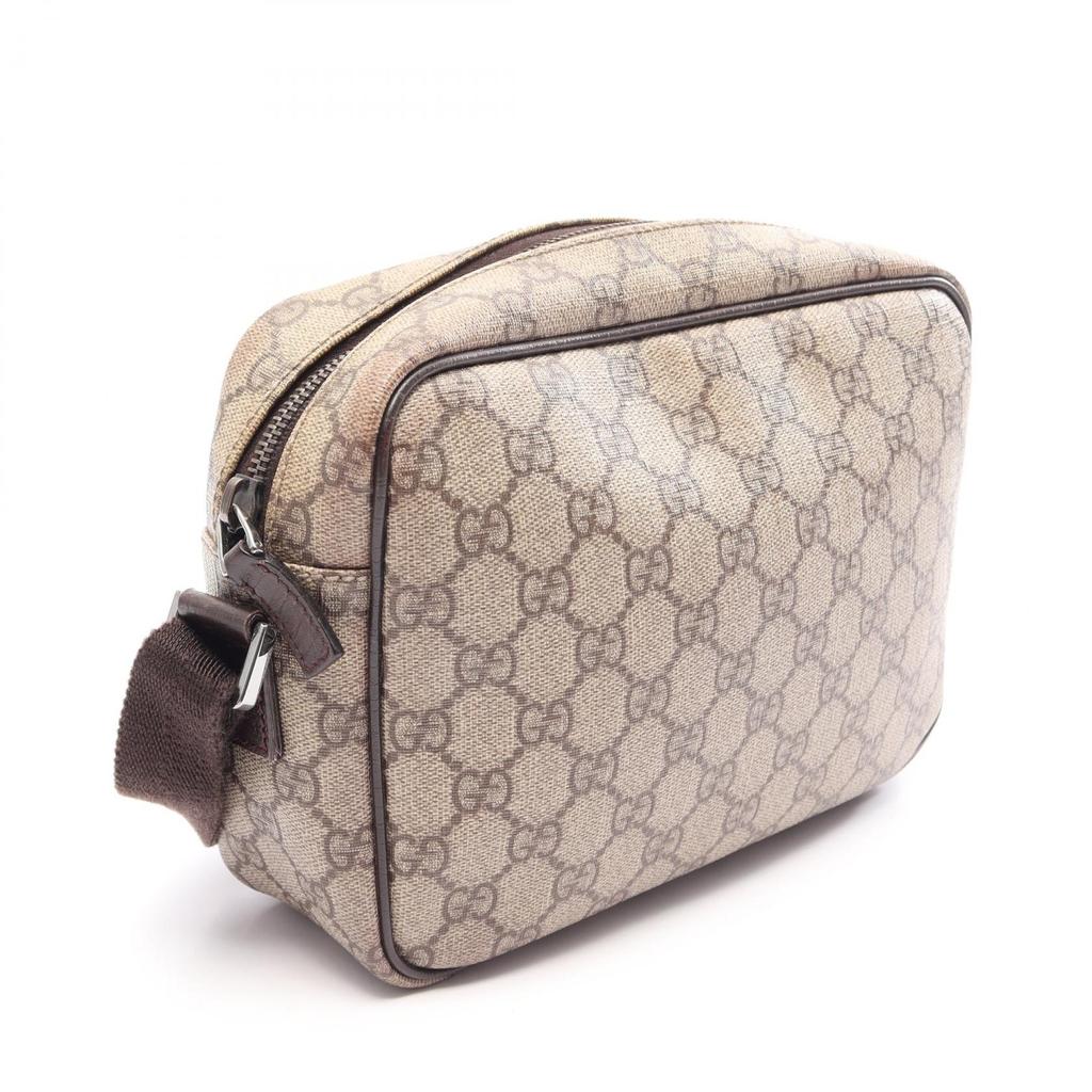 Used GUCCI GG plus Shoulder Bag 114291 PVC coated canvas leather Beige Brown Used Women