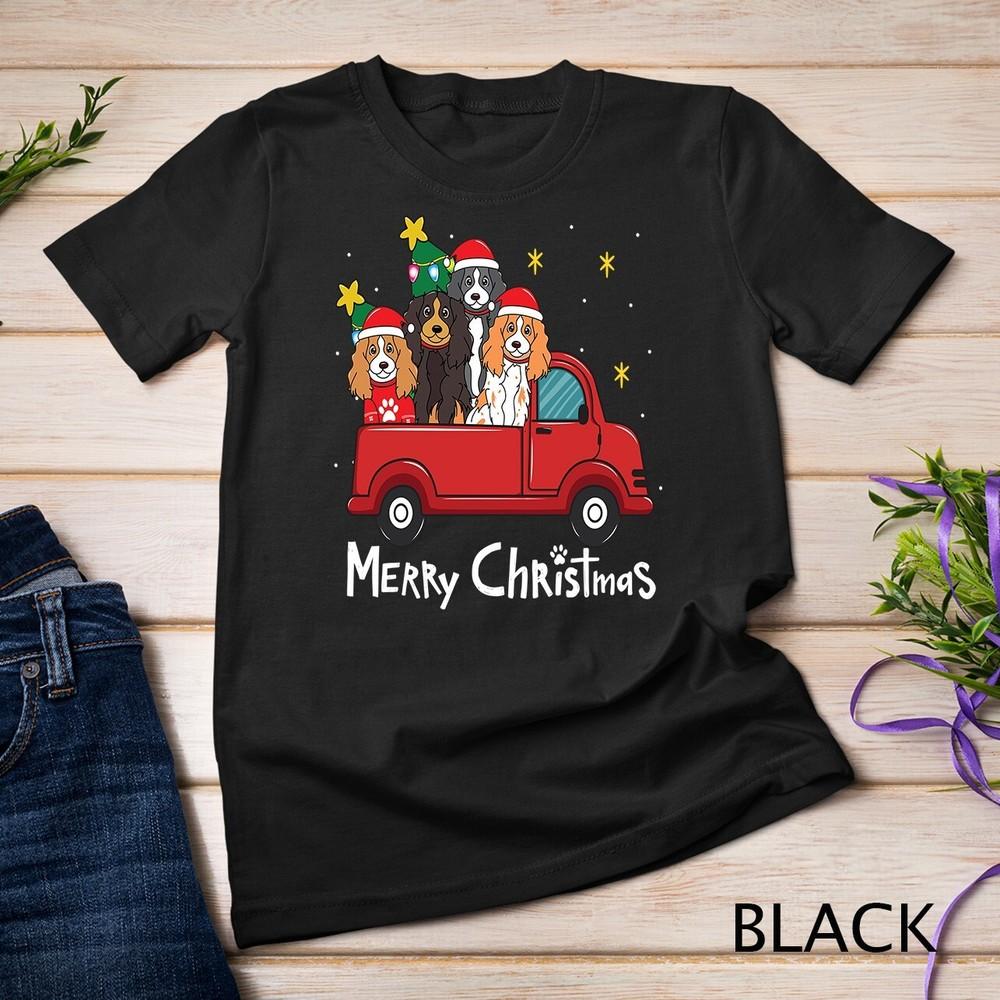 Cocker Spaniel Christmas Truck Tree Dog Mom Xmas Dog Gift Unisex T-shirt