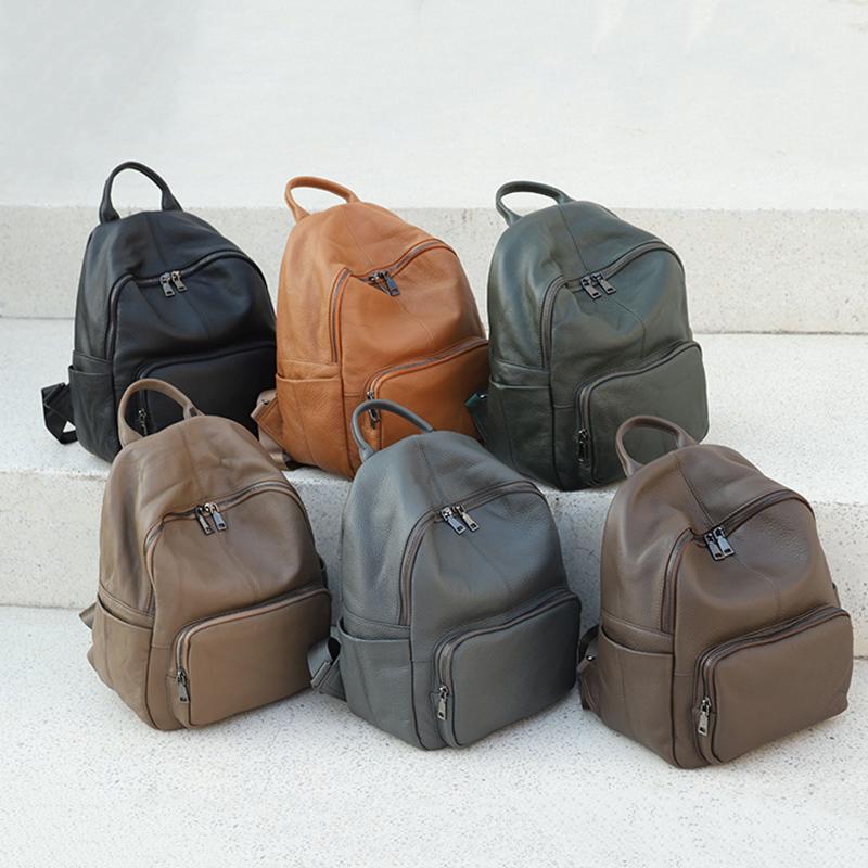 Vintage Genuine Leather Travel Backpack Women's Cowhide College Style School Bag