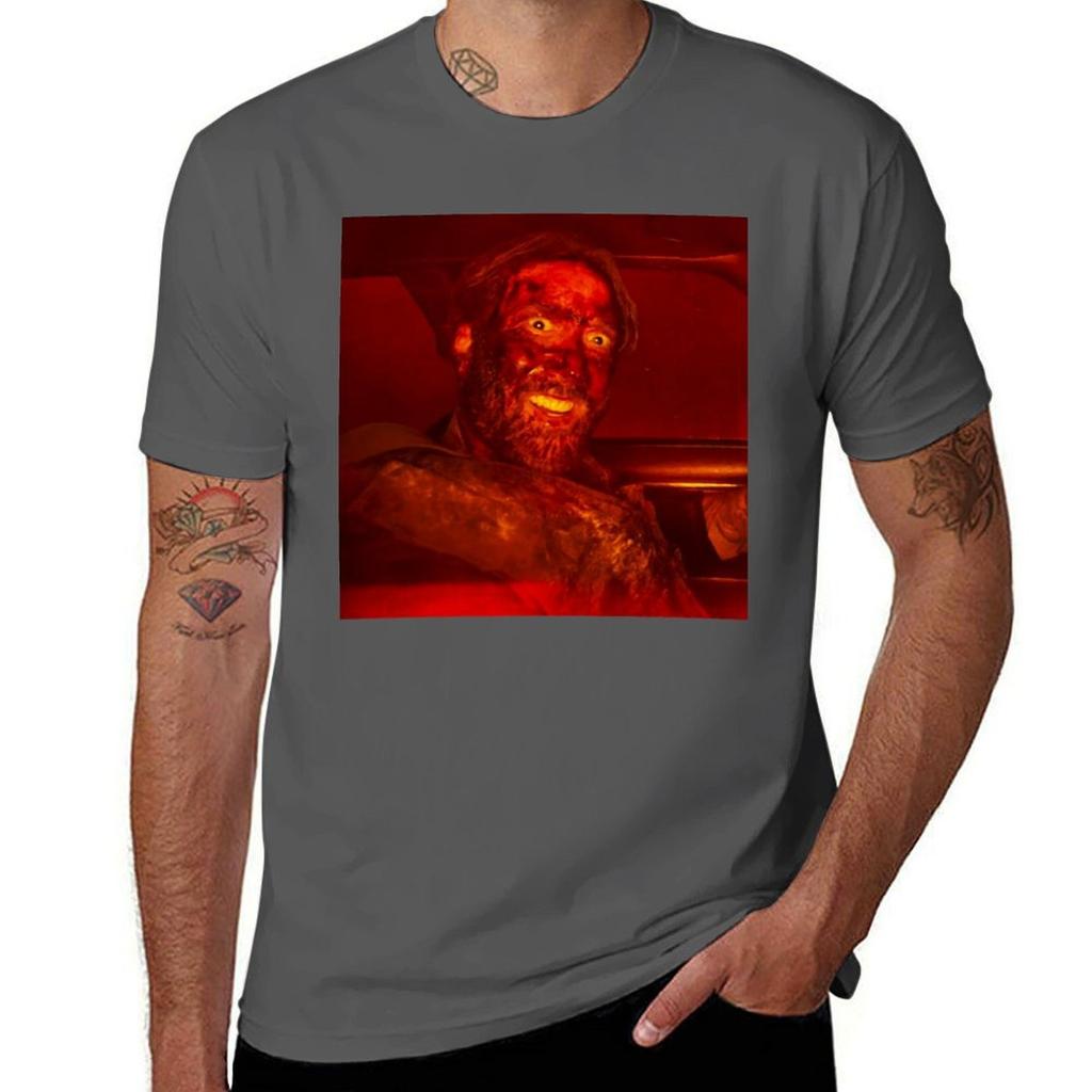 Nick Cage Unisexdy Tshirt Vintage Print Crew Neck Tee