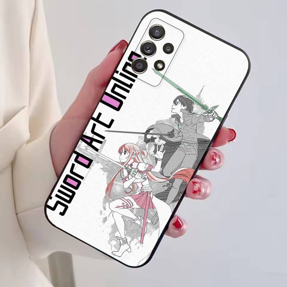 Чехол для телефона Sword Art Online Кирито и Асуна Для Samsung S25,S24,S21,S22,S23,S30,Ultra,S20,Plus,Fe, Мягкий силиконовый черный чехол