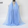 New Fashionable Women's Long Crinkled Cotton Linen Scarf with Tassel Edge - Solid Color Shawl