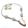 Scolecite Rainbow Moonstone Gemstone 925 Silver Plated Jewelry Necklace 18"