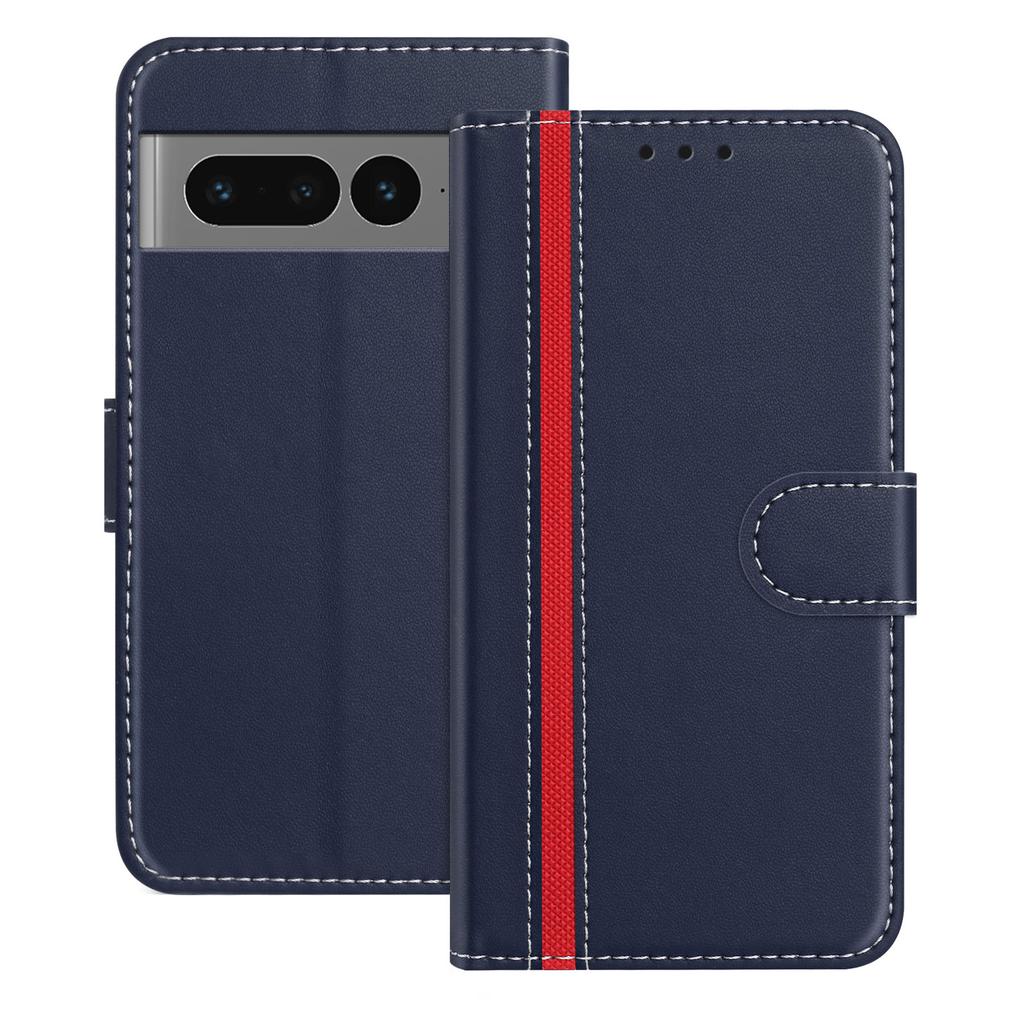 For Google Pixel 7 Pro 5G Phone Cases Wallet Stand Color Splicing Leather Cover with Magnetic Clasp