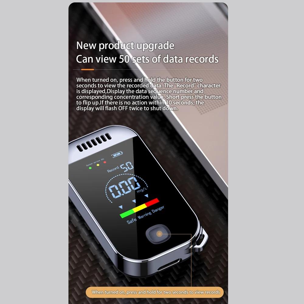 Тестер алкоголя Портативный высокоточный алкотестер Бесконтактный детектор алкоголя Перезаряжаемый через USB