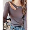 Весна и осень Новая сексуальная ажурная футболка с длинными рукавами Spicy Girl Женская внутренняя основа топа