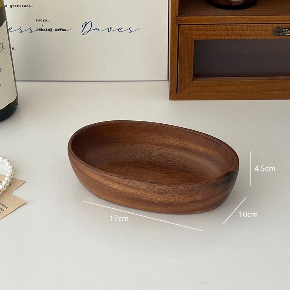 Retro S/M/L Jewelry Storage Box Walnut Large Capacity Entrance Key Organizer Boat Shape Desktop Storage Box