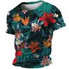 Fashion Hawaii Casual Men's T-shirt Unisex Plant Flowers Pattern Printed Tees Trend Leisure Round Neck Short Sleeve Tops