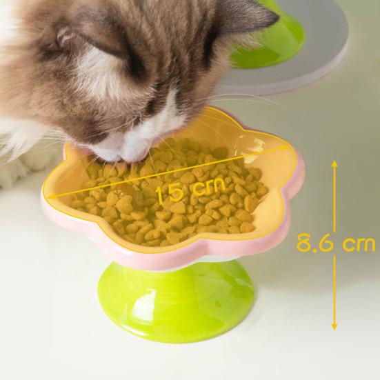 Керамические приподнятые миски для кошек с цветочным дизайном, приподнятая миска для корма и воды для кошек, маленькая миска для кормления кошек и маленьких собак