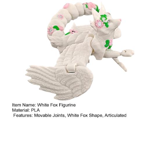 3D-печатная фигурка белой лисы с подвижными суставами, фигурка крылатой лисы, шарнирная модель животного, игрушка-фиджет, украшение для рабочего стола, орнамент
