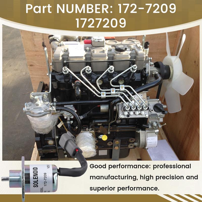 172-7209 12V Shutoff Solenoid Valve For Caterpillar 3024C 3034 Engine Shutdown Oil Cut-Off Solenoid Valve 1727209