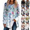 Women's Casual  Plus Size Long Sleeved Round Neck Printed T-shirt Top Pullover