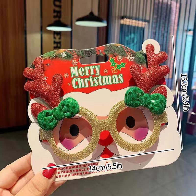 Christmas Glasses Decorative Glasses with Sticker Christmas Decoration Gift for Girls Women Xmax Party Costume Accessory Navidad