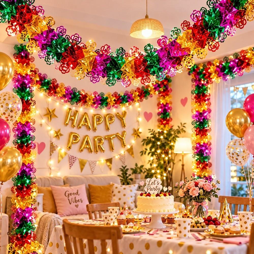 Colorful Twist Garland 3D Design Tree Decoration Festive Foil Garland Hanging Ornaments