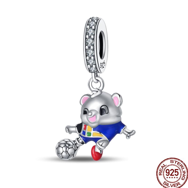 American Sports Series Copper Badminton Baseball Football Pendant Beads Suitable For 3Mm Original Bracelet Diy