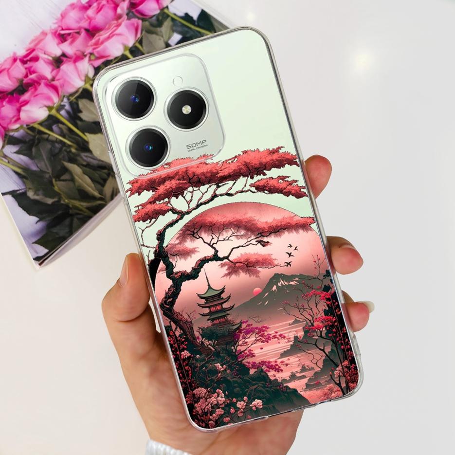 For Realme C61 Case RMX3939 Cute Panda Cartoon Painted Cover Soft Slim Phone Case For Realme C63 C 61 RealmeC61 RealmeC63 Bumper