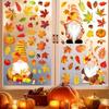 Thanksgiving Autumn Decoration Window Stickers,Self-adhesive Decorations Glass Window Pictures Autumn Leaves and Dwarves Sticker