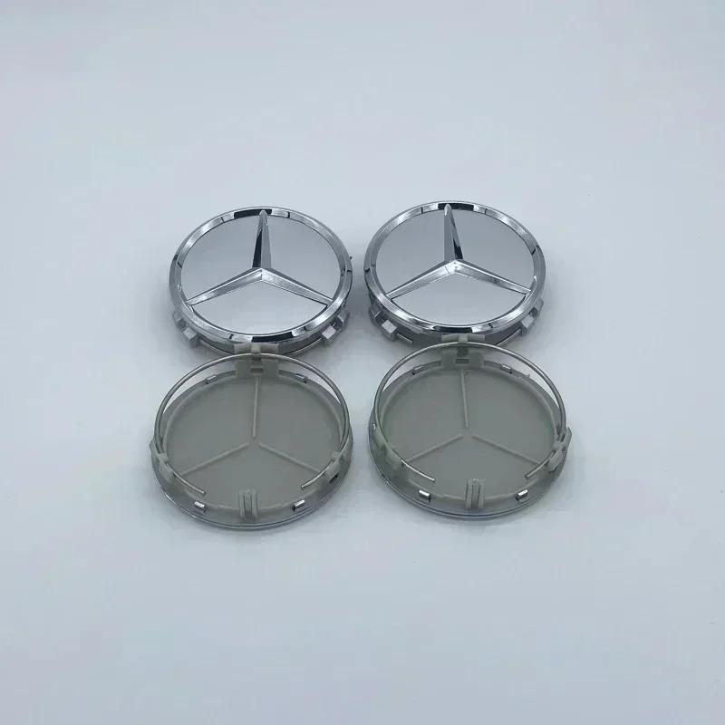 CSF1 4Pcs 75MM/60MM Car Tire Wheel Center Hub Cap Covers For Mercedes Benz Badge Emblem Rim Cover Auto Style Decorate Accessories