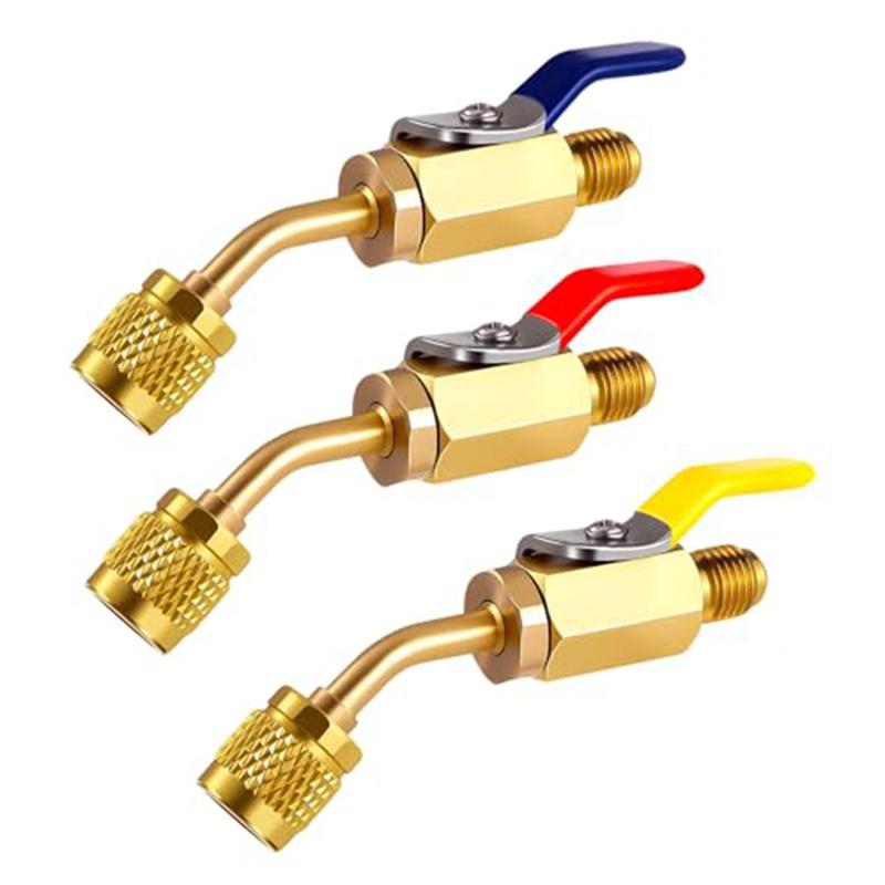 Адаптер клапана A2L R-32 R-454B 1/4" наружная резьба под развальцовку 1/4" левая внутренняя шаровой кран Зарядные шланги для холодильного оборудования Детали двигателя