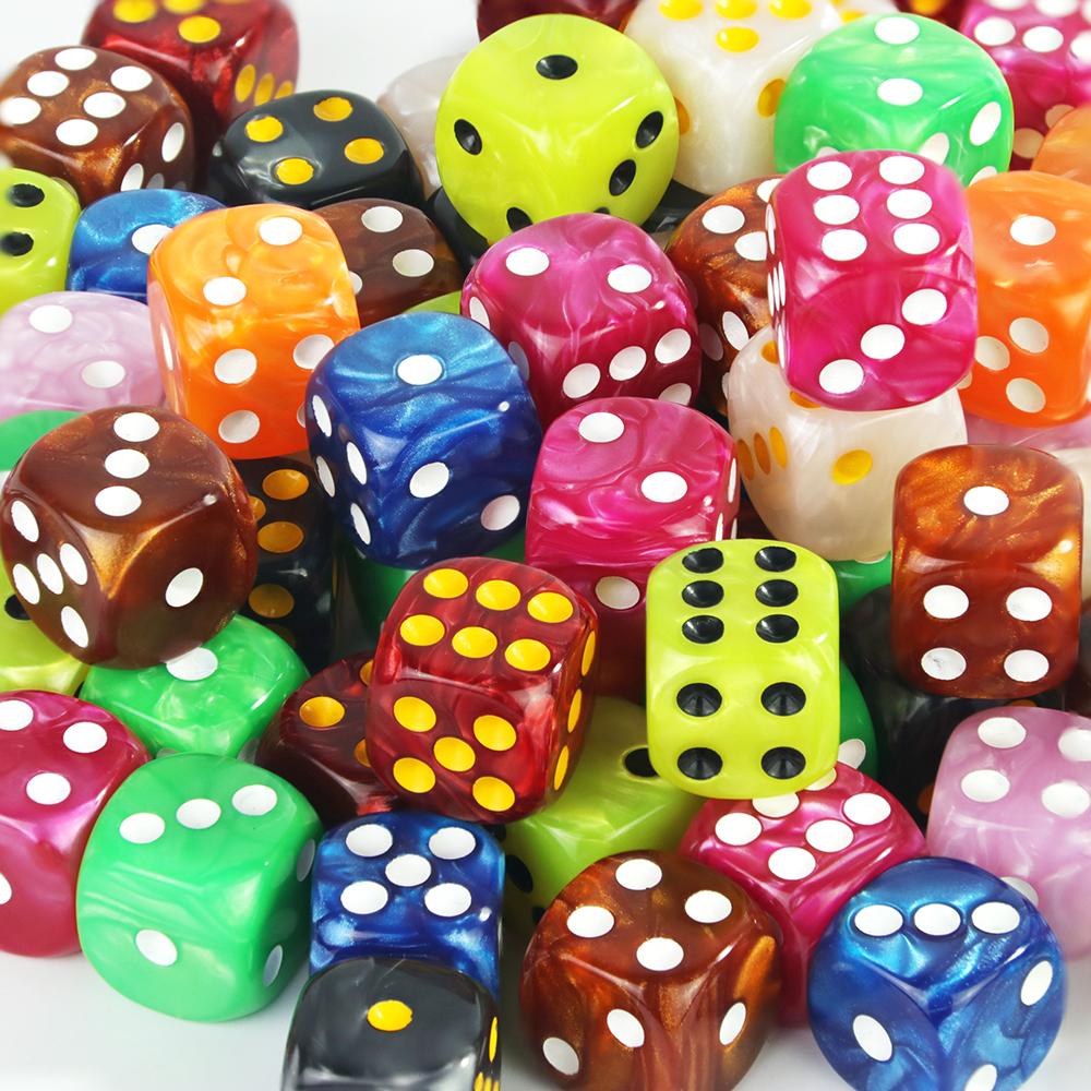 16MM Round Corner Game Dice Set 6-Sided Marble Acrylic Dices for Tabletop Game Gambling Entertainment Party