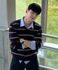 MINDBRIDGE [Couture] Multi-Stripe Collar Semi-Oversized Knit - 2 Colors