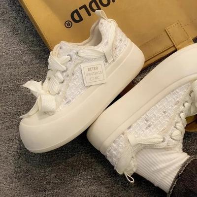 Модная женская платформа, парусиновые туфли, весенняя мода, удобные, дышащие, повседневные кроссовки, новые на шнуровке, нескользящие, на плоской подошве, спортивные, для бега