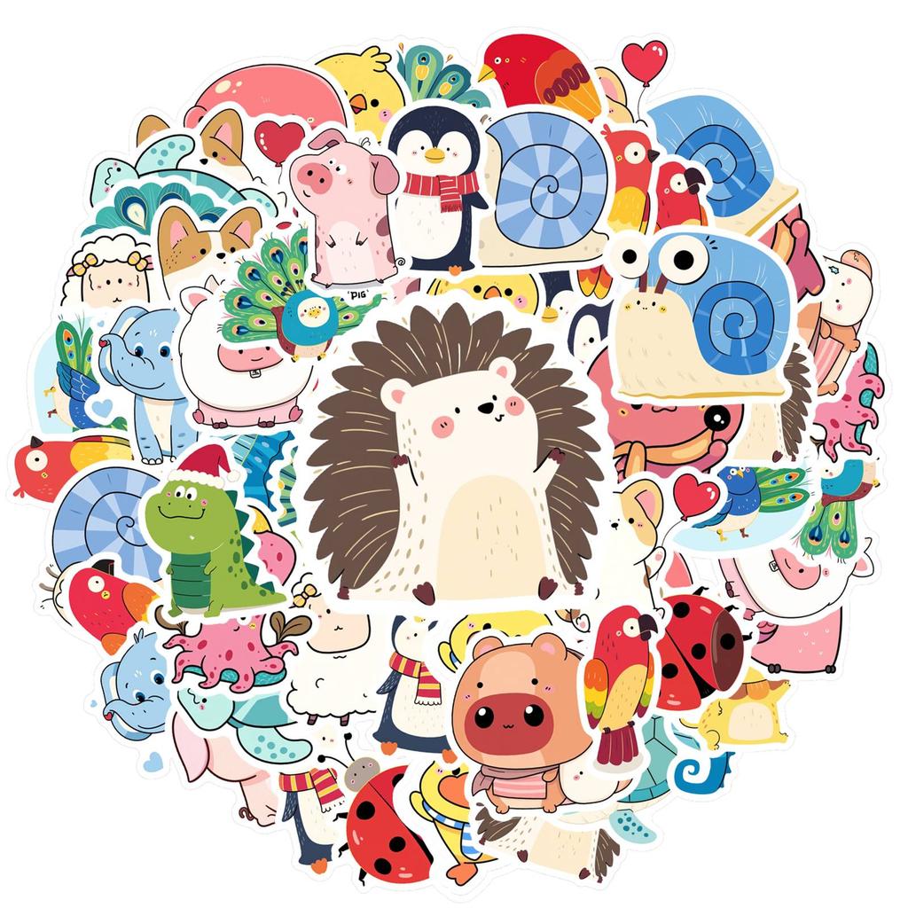 35pcs Cute Animals Stickers Fun Sea Life DIY Stickers Stationery Stickers For Suitcase Fridge Phone Luggage Laptop Guitar Car