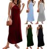Женское платье с халтер-воротом, открытыми плечами, без рукавов, свободное макси-платье с карманами, летнее пляжное платье для отдыха