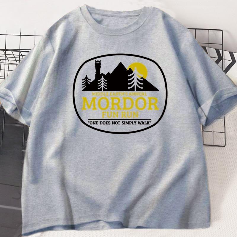 Middle Earths Annual Mordor Funny Run T Shirt Trendy Vintage Cotton Short Sleeve Harajuku Tshirt Oversized Unisexs Clothing Tops