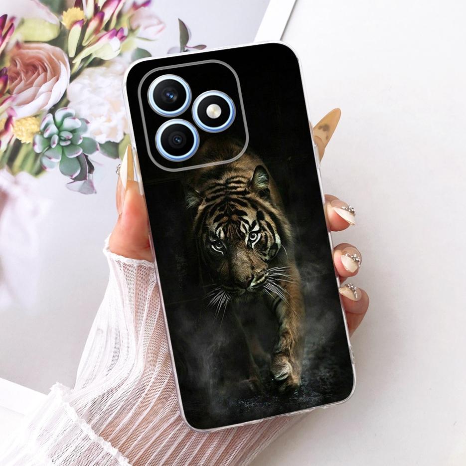 Чехол для Honor X8d 4G Милый Кот Роскошные Цветы Рисованный Чехол Мягкий Тонкий Чехол для Телефона Для Honor X8d X 8d HonorX8d 4G Задняя Крышка Coque