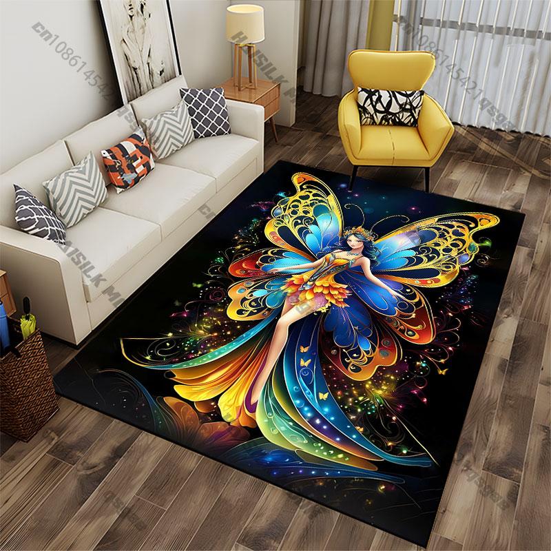Majestic colorful butterfly fairy carpet Yoga living room room decor children's crawling mat doormat area rug games mat