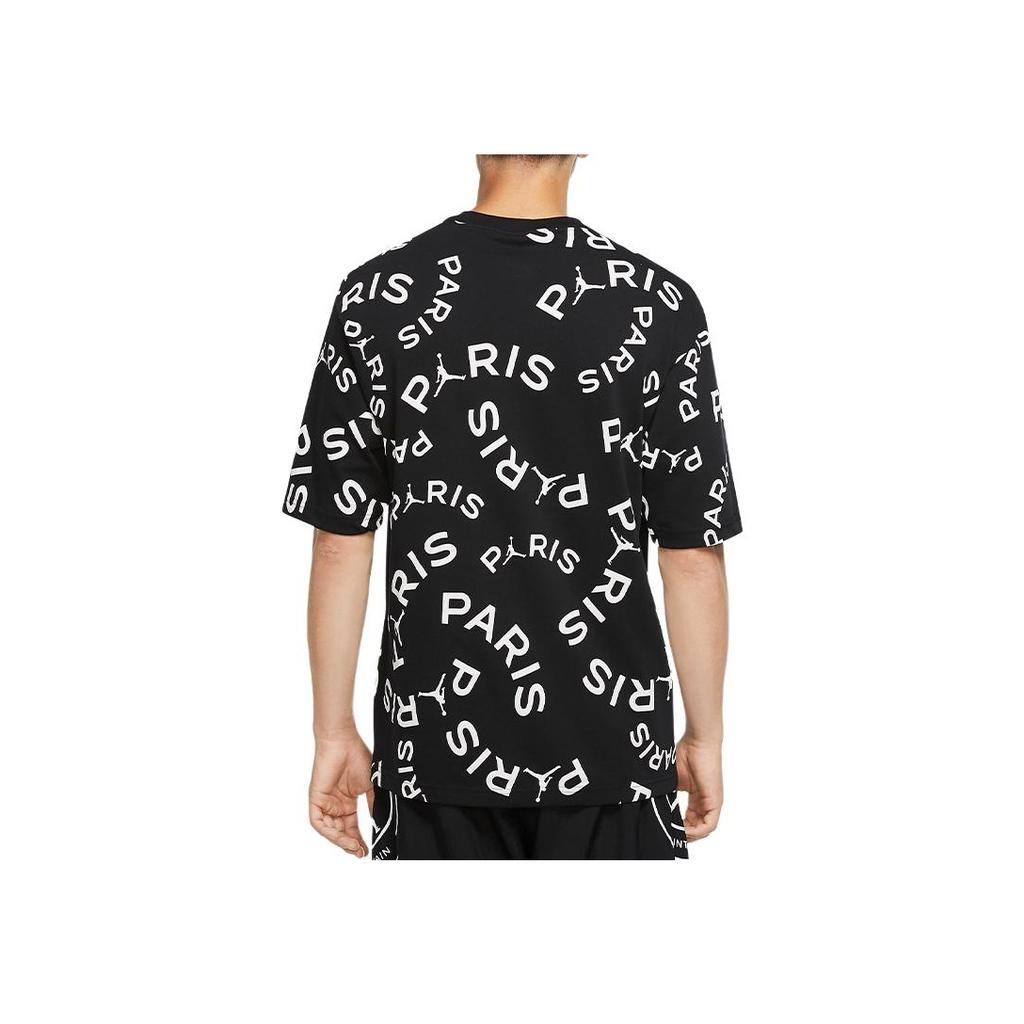 Jordan Paris Saint-Germain Jock Tag Letter Short Sleeve T-Shirt Men Tops Black CK9788-010