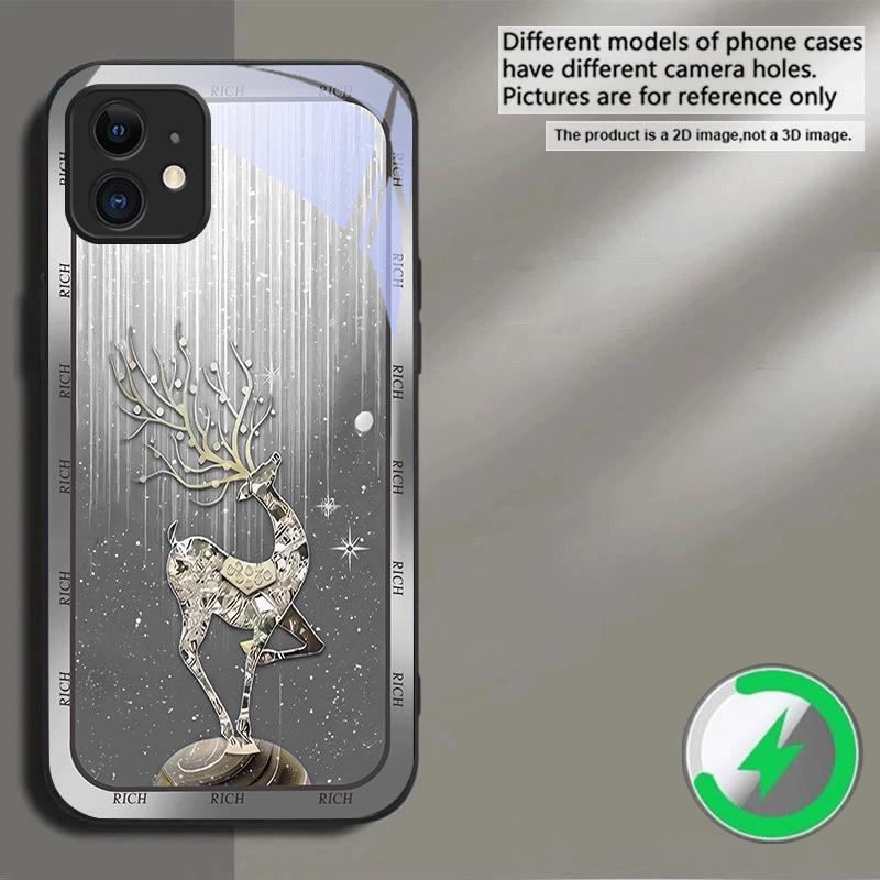 Звездная Ночь Олень Диаграмма Подходит для iPhone 16E 17 Pro Max 15 Pro 14 13 Plus 12 mini 11 16 Air 17Pro Магнитный Стеклянный Чехол для Телефона