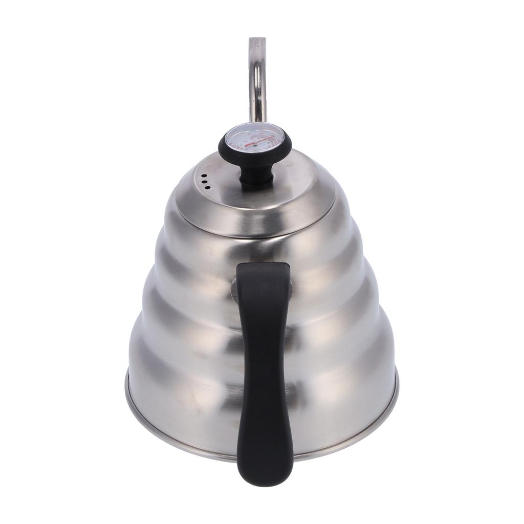 Кофейник 1200 мл Нержавеющая стальная кастрюля с термометром Ручной кофейник с изогнутой шеей Кофейная утварь