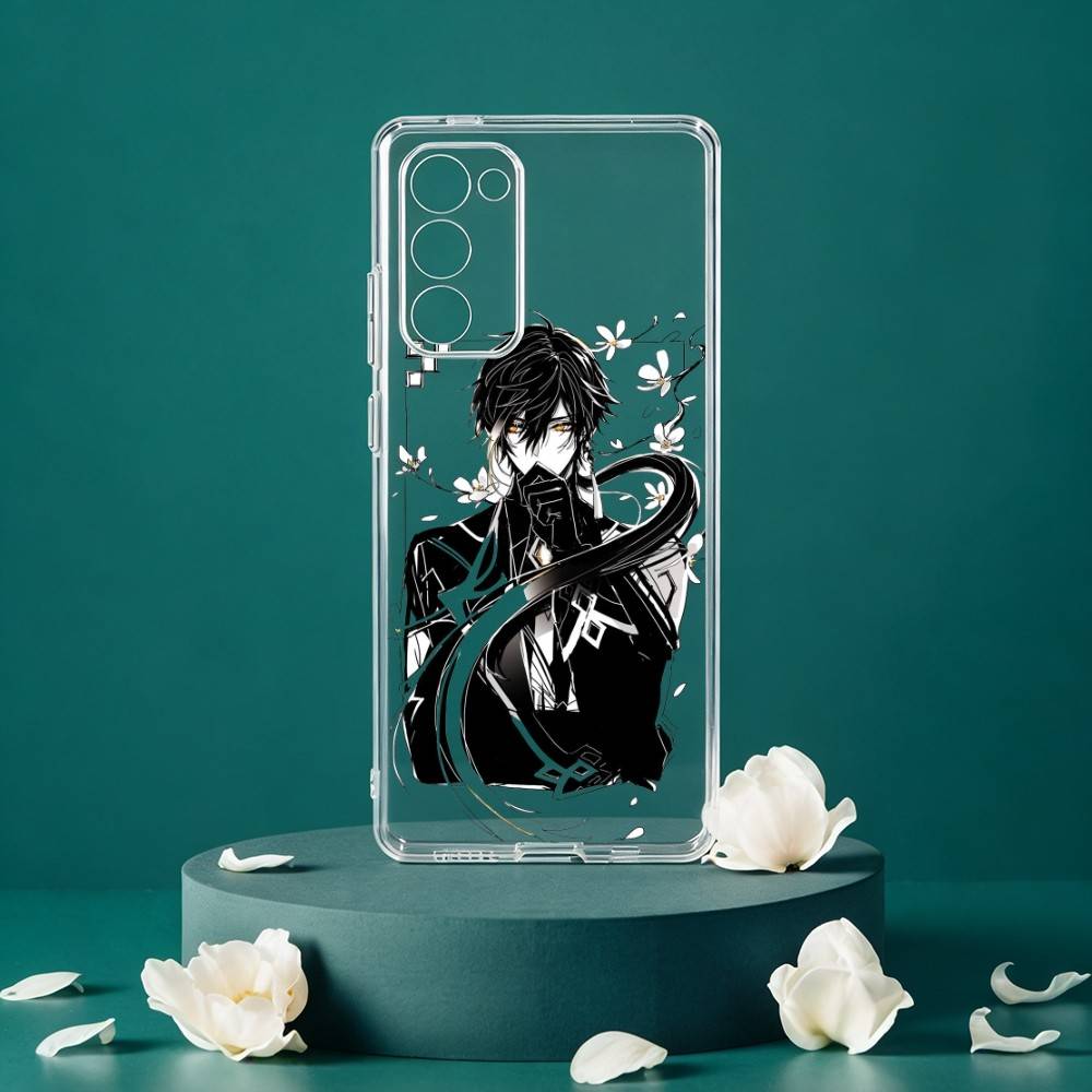 Чехол для телефона Zhongli Genshin Impact для Samsung Galaxy S24 S25 S23 S22 S21 Plus S24 S25 Прозрачный чехол