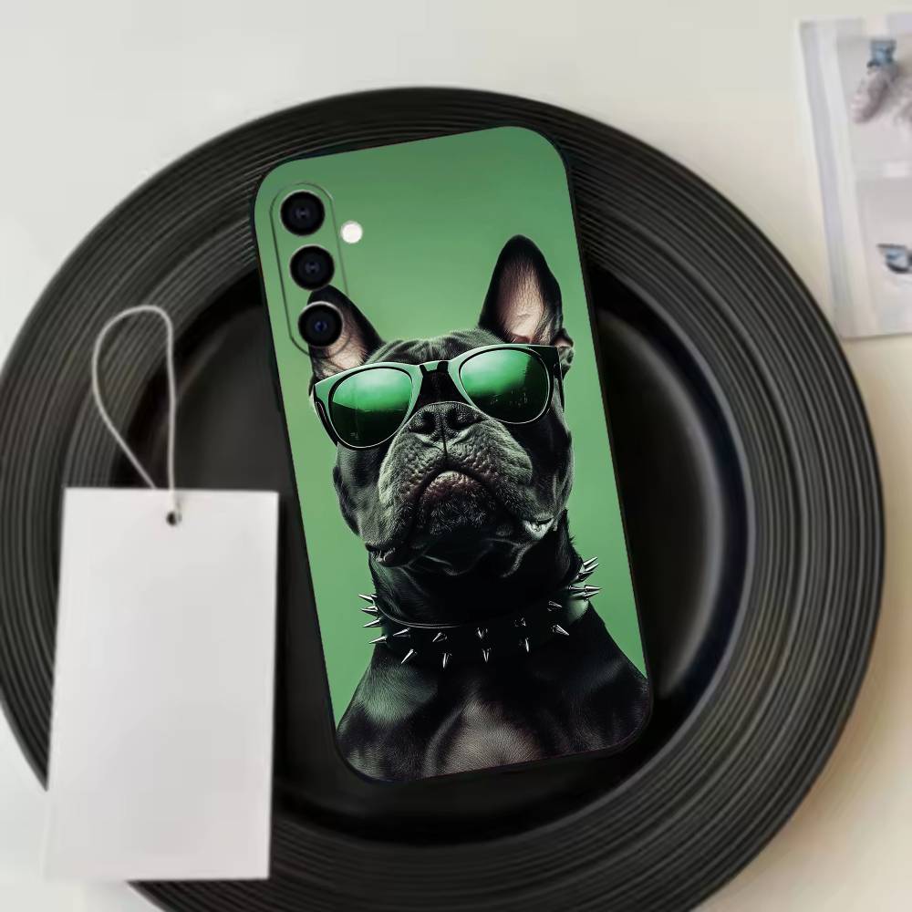 French Bulldog Dog Pet Phone Case For Samsung Galaxy A73,A72,A71,A70,A53,A52,A51,Soft Silicone Black Cover