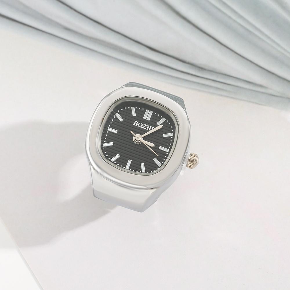 Ring Quartz Watch Creative Alloy Shell Finger Square Dial Couple Men And Women