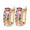 Full Inlay Geometric Zircon Multi Color Gold Plated Earrings Women Luxury Jewelry
