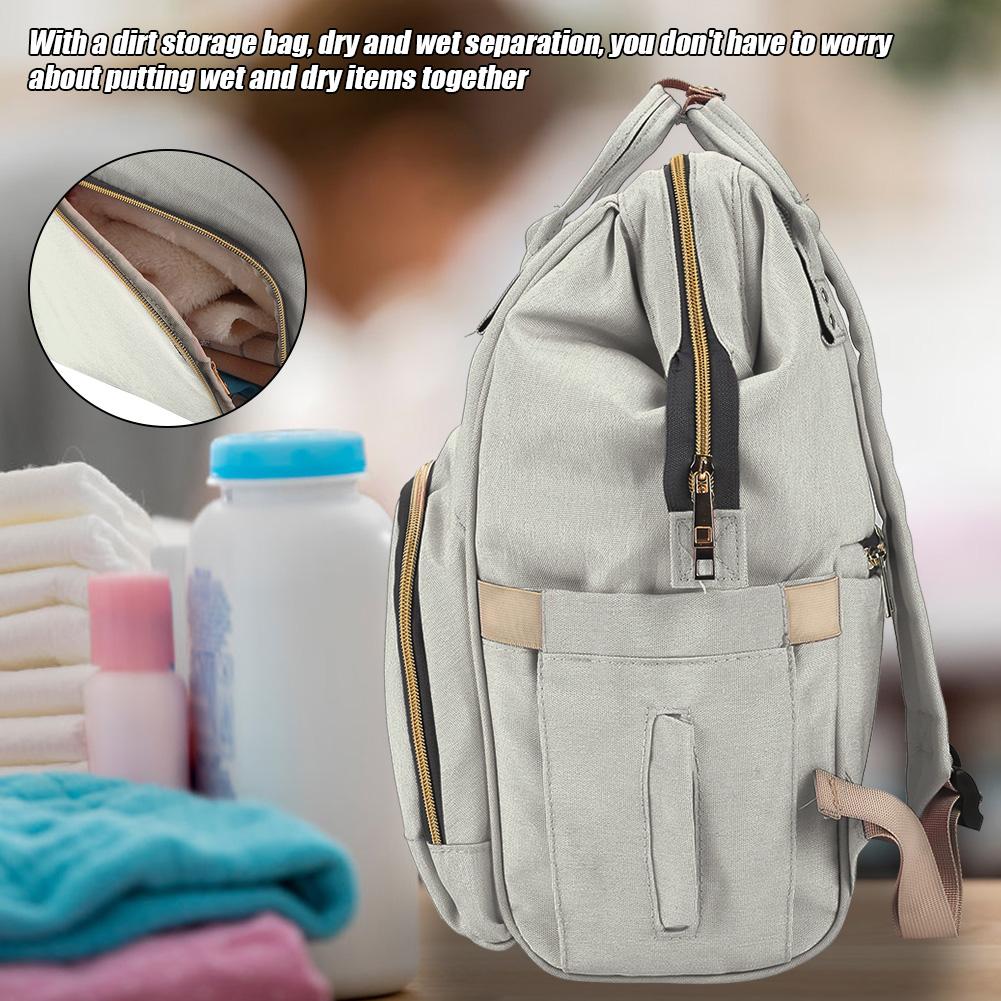 Сумка для детских подгузников с USB-интерфейсом, большая вместимость, водонепроницаемый рюкзак для подгузников, серый цвет