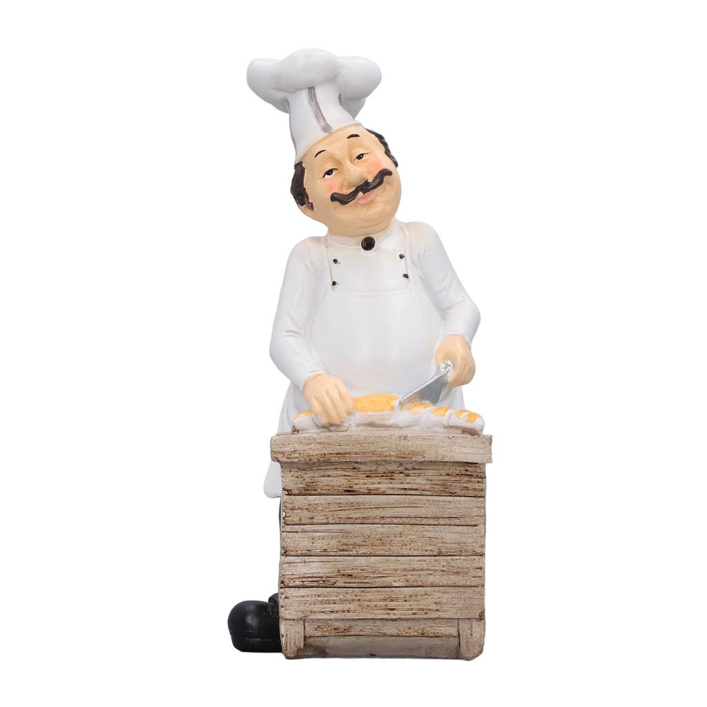 Resin Chef Statue Restaurant Dining Table Decor Figurine Ornament Kitchen Decoration