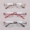 Half Frame Reading Glasses Men High Quality Round Alloy Magnifying Glasses Eye Prescription 0 To +4 Clear Narrow Glasses Women